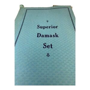 Vintage Superior Damask Linen Set 56x76 READ Oriental Fan Set Partially Complete